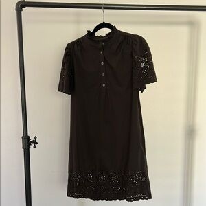 Elegant Dark Brown Eyelet Dress